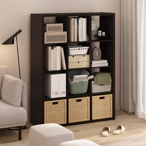 Furinno Cubicle 12-Cube Thick Frame Book Shelf, Open Back - Image 2