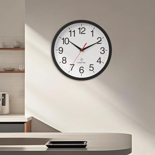 Rohioue Wall Clock Analog 12 Inch Atomic Battery Operated Silent Clock - Image 5