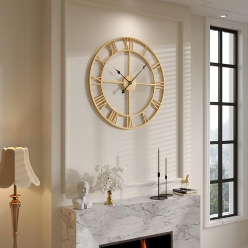Cuspin 24 Inch Large Gold Wall Clock Decorative Wall Clocks - Image 2
