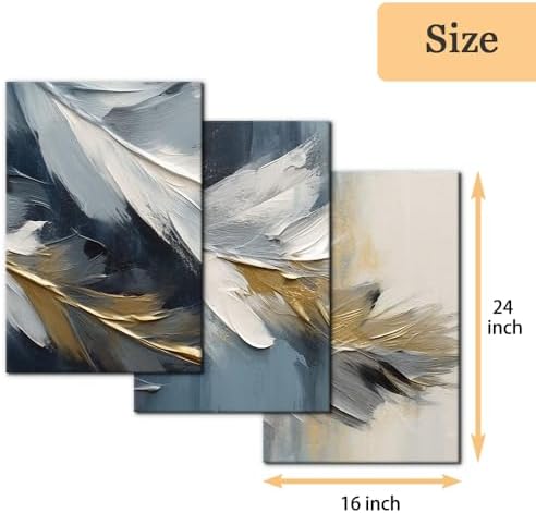Pacimo Abstract Canvas Wall Art, Feather Pictures Modern Wall Decor - Image 4