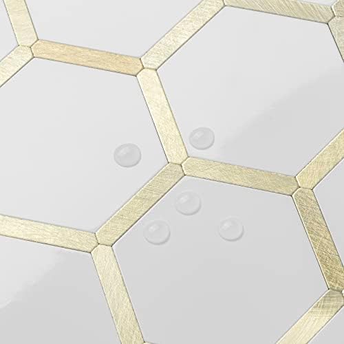DICOFUN 10-Sheet Hexagon Peel and Stick Backsplash Tile, Polished White Tile - Image 2
