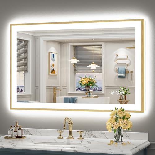48x30 Gold LED Bathroom Mirror by Awandee
