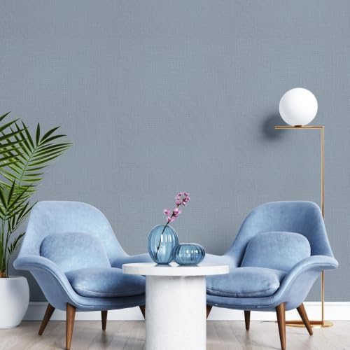 Yun-aeon Blue Grasscloth Peel and Stick Wallpaper - Image 4