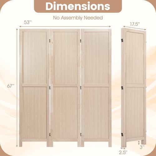 GIANTEX 3 Panel Folding Wooden Room Divider 67" Tall, No Assembly - Image 7