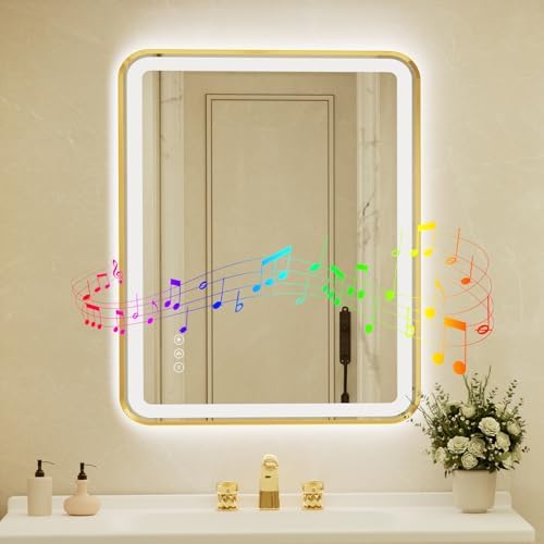36x48 Inch Gold Framed LED Bathroom Mirror by JingYiMingJing