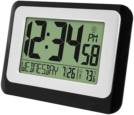 La Crosse Technology W88631 Digital Atomic Black Wall Clock - Image 2