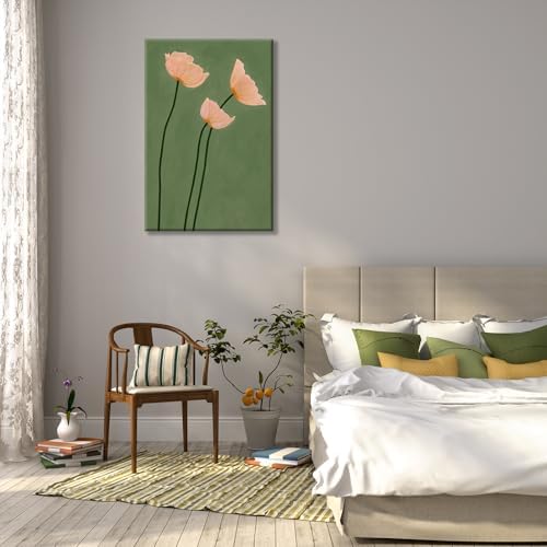 Olive Green Botanical Wall Art Vintage Peony Blush Trio Poster Prints - Image 5