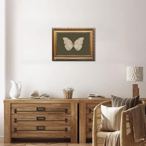 Uniro Vintage Gold Framed Wall Art, Classical Butterfly Oil Paintings, Dark - Image 3