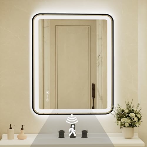 36x48 Inch Black Framed LED Bathroom Mirror by JingYiMingJing