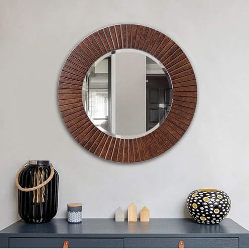 Chende 36'' Circle Mirror with Wood Frame, Large Decorative Mirror - Image 5