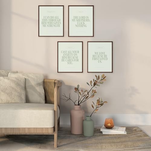 Locomiss Sage Green Christian Modern Bible Verse Wall Art Decor Set of 4 - Image 5