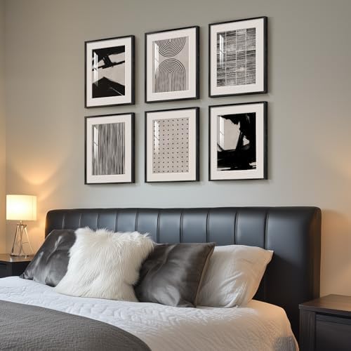 Framed Boho Black and White Abstract Wall Art - Image 2