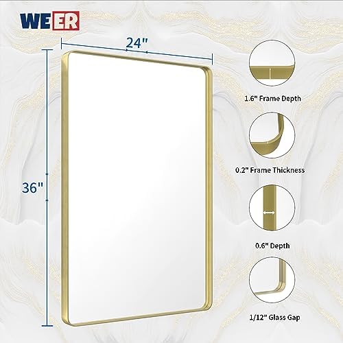 WEER Gold Bathroom Vanity Mirror 24X36 Inch - Image 6