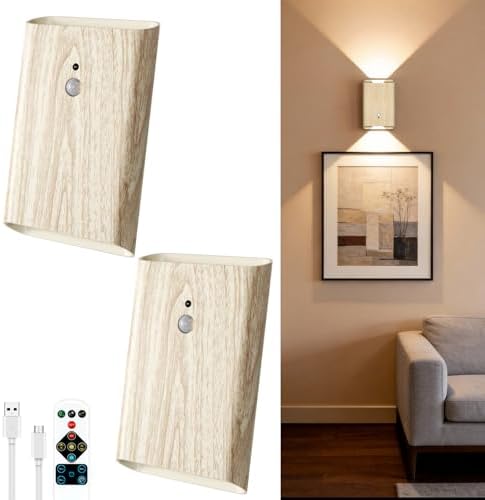 Eneru Motion Sensor Wall Sconce, Rechargeable Wireless Lights Indoor 2 Pack by Eneru