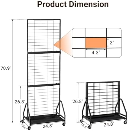 ELYKEN Foldable Grid Wall Panels, 5.7 x 2 FT Movable Gridwall Display Rack - Image 2