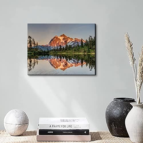 Mt Baker Mountain Wall Art Sunset Forest Landscape Wall Decor Nature Mount - Image 2