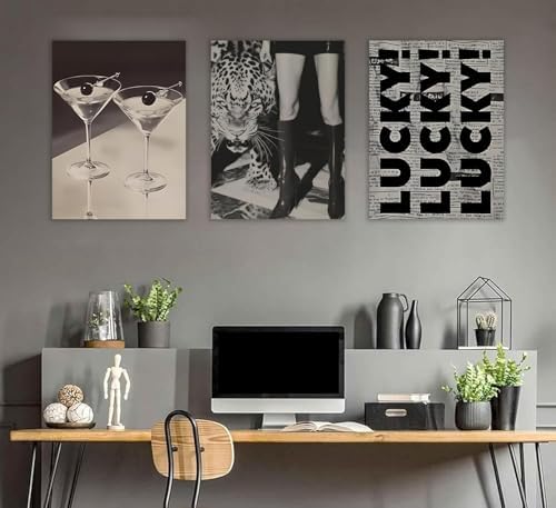 Trendy Leopard Canvas Wall Art Set of 3, Fashion Leopard, LUCKY Typography Wall - Image 5