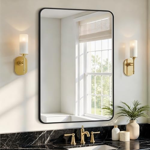 Vanity Bathroom Mirror, 30”x20” Black Bathroom Mirror by LawadaMirror