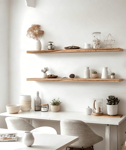 Light Wood Floating Shelves for Wall Shelf 48 Inch Set of 4 - Image 3