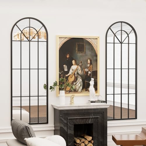 22"x 65" Arched Full Length Window Wall Mirror, Metal Framed, Arched-Top - Image 2