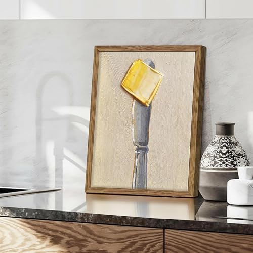 Framed Vintage Kitchen Wall Art, Butter on Knife Canvas Print, Modern - Image 2