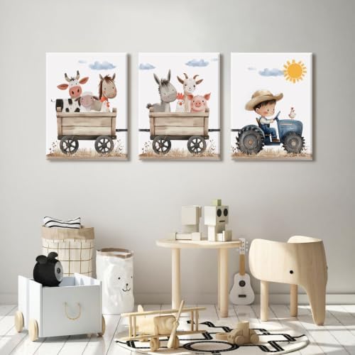 Farm Nursery Animal Wall Art Decor Baby Kids Room Poster Boy Tractor Prints - Image 6