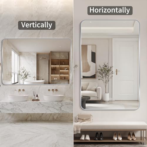 Bathroom Mirror, 30X55 Inch Black Metal Framed Mirror - Image 3