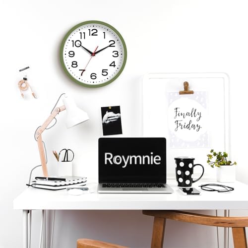 Roymnie 8 Inch Small Wall Clock, Battery Operated Silent Non Ticking Green - Image 4