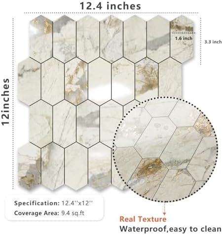 Vamos Tile Long Hexagon Peel and Stick Backsplash Tile - Image 4