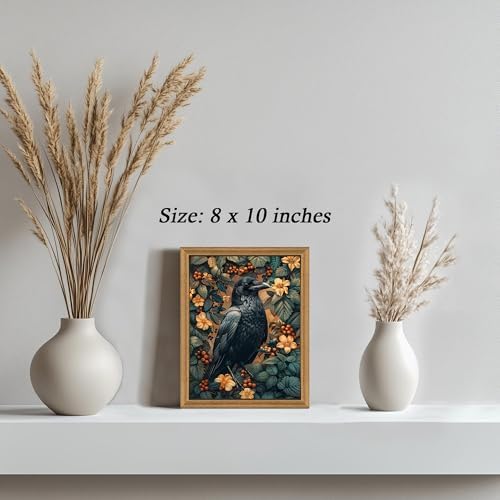 ICHZUMW Framed William Morris Raven Dark Academia Canvas Wall Art 8x10 In - Image 2