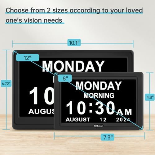 Soobest 12” Dementia Clocks for Seniors Extra Large, Digital Date Day Clock - Image 2