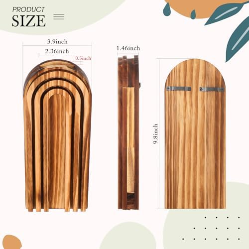 Ziliny 4 Pack Boho Wall Planters Wood Hanging Vases Indoor, Dark Brown - Image 2