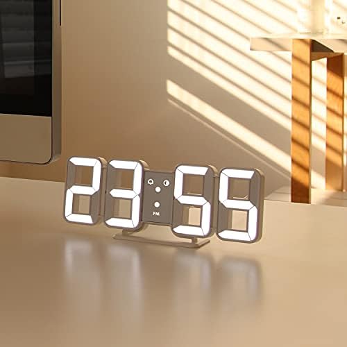 mooas 3D Pure Mini White LED Clock - Image 2