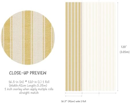 RollsRolla Neutral Beige Stripe Peel and Stick Fabric Canvas Wallpaper - Image 4