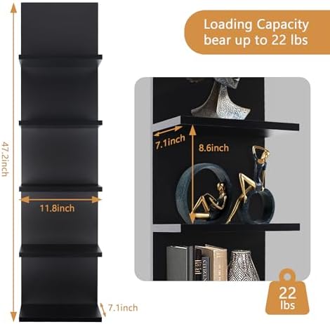 Homaterial 5 Tier Wall Shelf, Wall Mounted Shelves Unit - Image 3