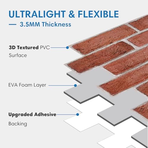 COMSTICKC 3D Faux Brick Wall Panels Peel and Stick - Image 4