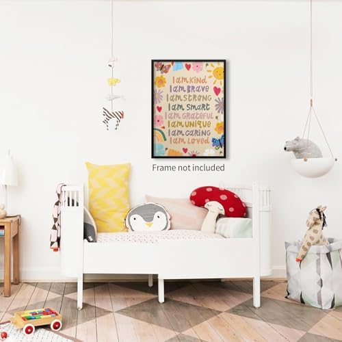 GO-SANTNN Kids Positive Quotes Wall Art Fashion Colorful Floral Affirmation - Image 3