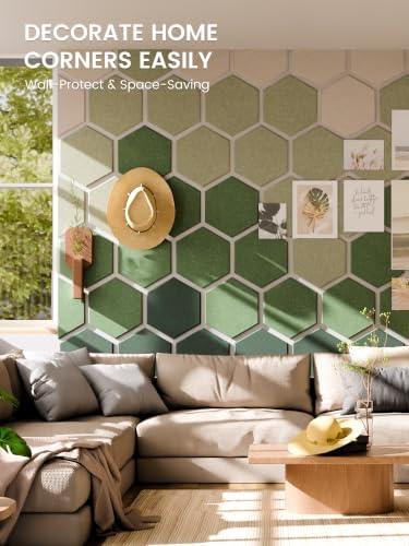 Fluxynara 12-Pack Hexagon Felt Bulletin Board Tiles, Sagewood-1 - Image 4