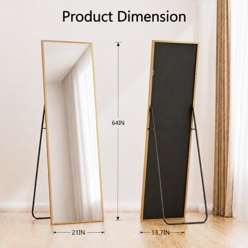 Simple Deluxe 64"x21" Full Length Mirror –Gold Aluminum Alloy Floor Mirror - Image 3