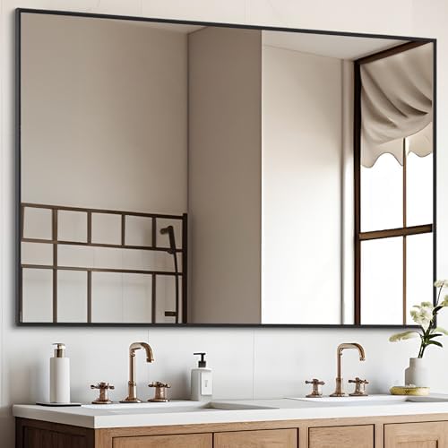 DESBING Black Bathroom Mirror for Wall, 36x48 Inch Rectangle Mirrors - Image 2