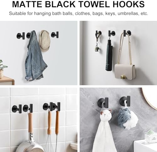 SetSail Towel Hooks for Bathrooms 12 Packs Screw-in Stainless Steel Bathroom - Image 6