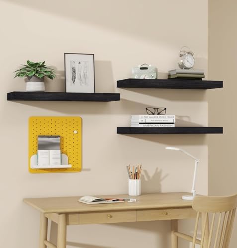 Vervida® Black Floating Wall Shelves 24in Set of 6 Holds 37 Lbs Hidden - Image 4