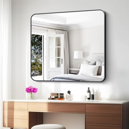 BONEWEI 36x40 inch Bathroom Mirror, Wall Mounted Bathroom Frame Vanity Mirror - Image 6