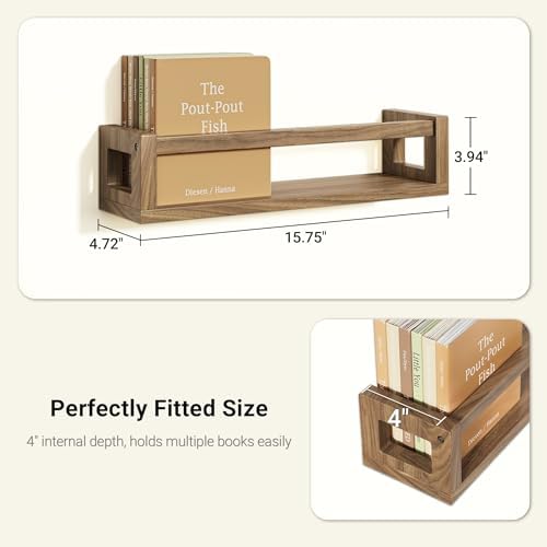 3Pack Nursery Book Shelves, Solid Wood Floatingshelf - Image 2