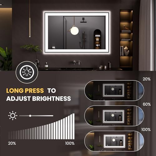 LOAAO 48"X30" LED Bathroom Mirror Black Framed - Image 3
