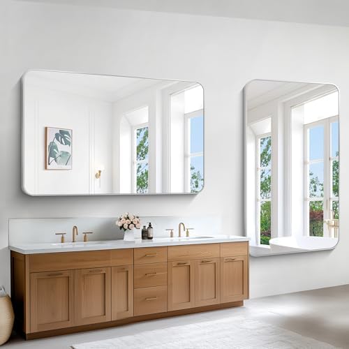 BONEWEI Silver Bathroom Mirror, 60x36 inch Wall Mirror - Image 3