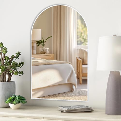 White Arch Bathroom Wall Mirror, 24 x 36 Inch Arched Vanity Modern Mirror - Image 2