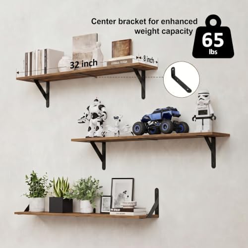 WOPITUES Long Wall Shelves 32″W x 8″D, Floating Book Shelves Max Load 65lbs - Image 3