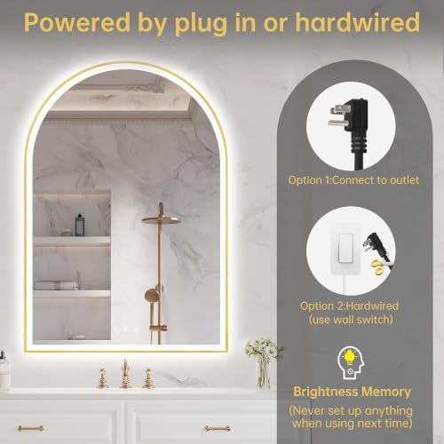28"x40" Arched LED Lighted Bathroom Mirror - Image 7