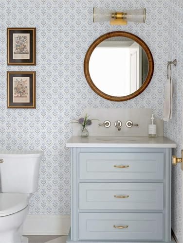 Dimoon Blue Peel and Stick Wallpaper Retro Floral Contact Paper Vintage Boho - Image 2